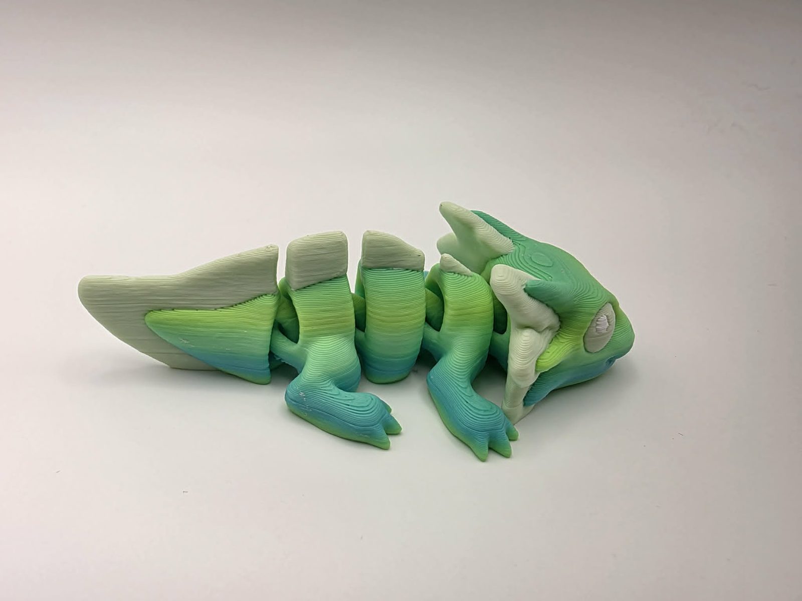 Axolotl - Citrus Glow - 3.5" Long x 2" Wide x 1" Tall - Matte Yellow Green Rainbow, Matte Mint Green, White 3D printed item image