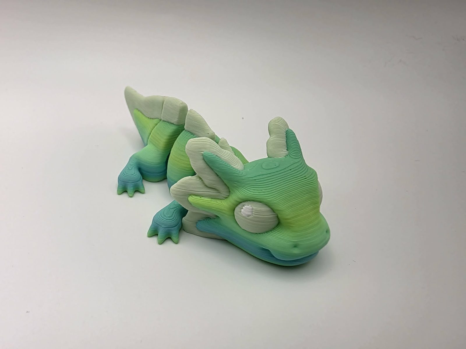 Axolotl - Citrus Glow - 3.5" Long x 2" Wide x 1" Tall - Matte Yellow Green Rainbow, Matte Mint Green, White 3D printed item image
