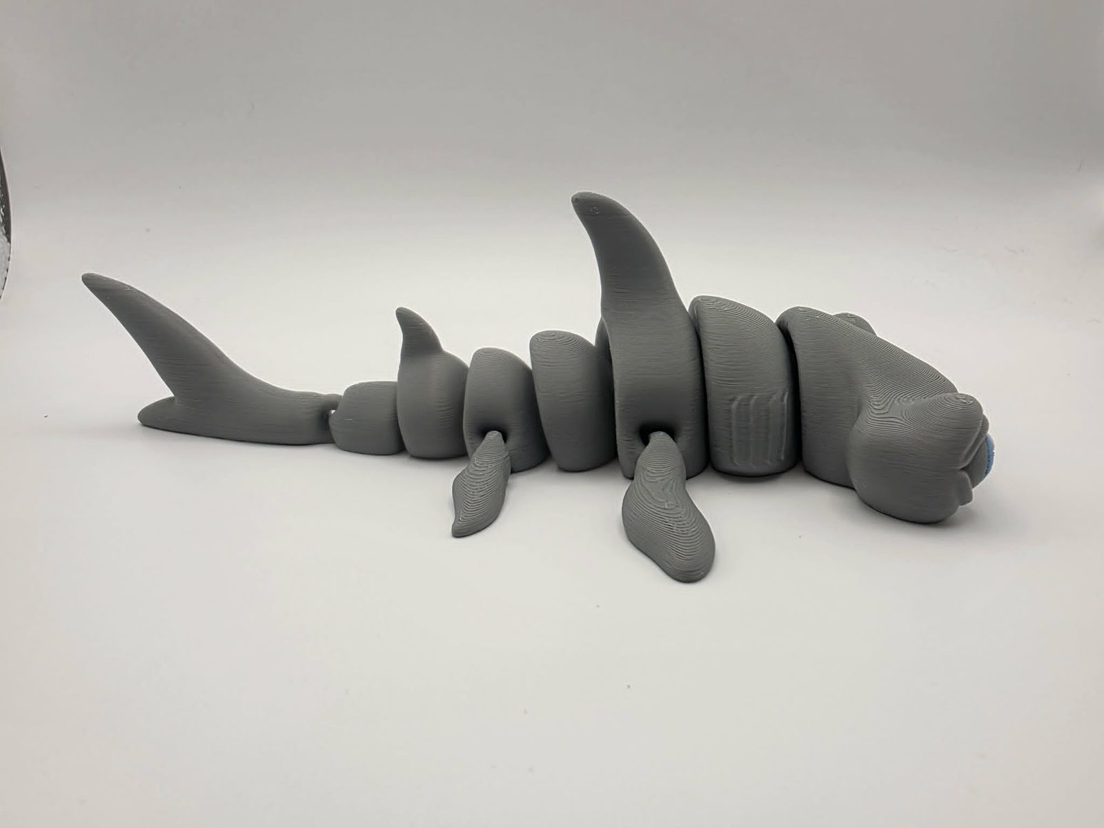 Hammerhead Shark - Chompy - 7.5" Long x 4.25" Wide Tip of Fin to Tip of Fin x 2.25" Tall - Gray, Sky Blue, White, Black 3D printed item image