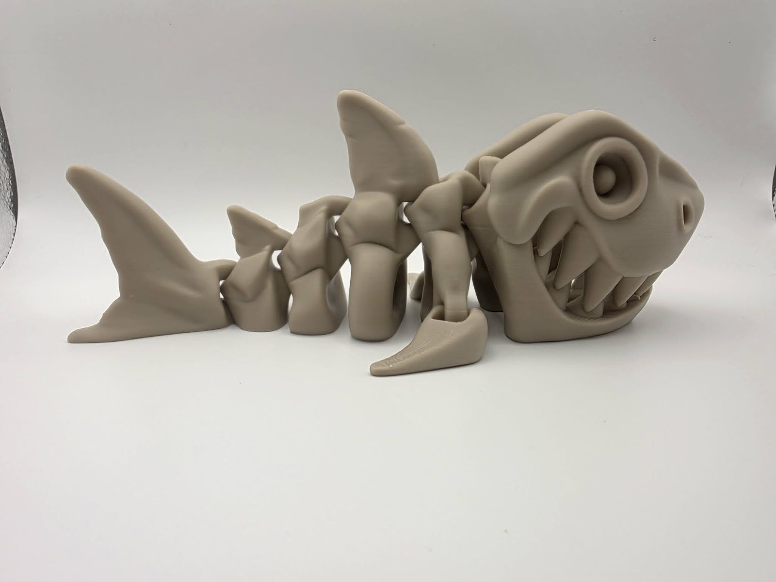 Skeleton Shark - Mega Bone Bite - 9" Long x 4.5" Wide Tip of Fin to Tip of Fin x 3.25" Tall - Bone White 3D printed item image