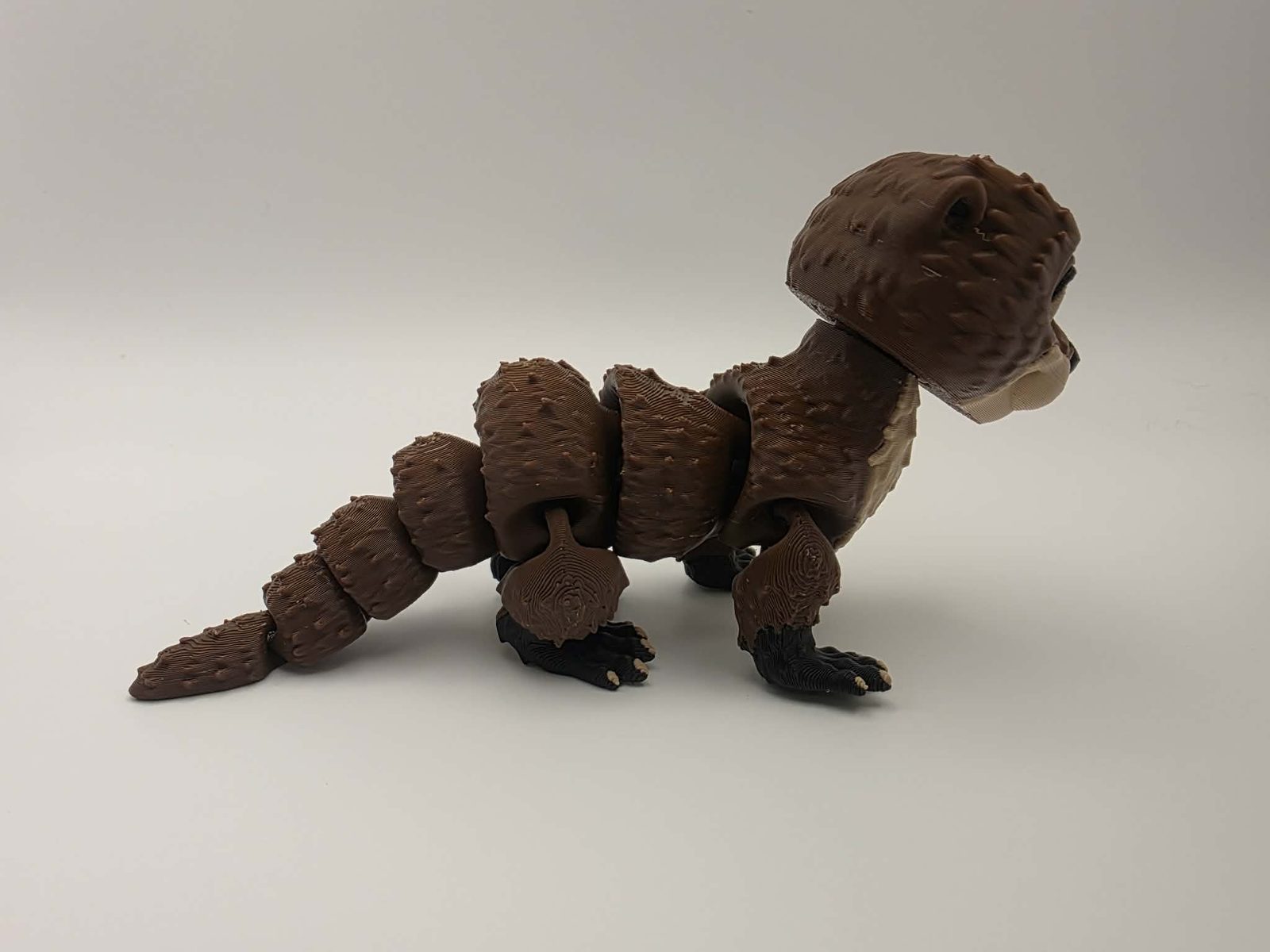 Otter - Wiggle Whiskers - 5.5" Long x 1.5" Wide x 2.5" Tall - Chocolate, Matte Light Brown, Black, Light Blue 3D printed item image